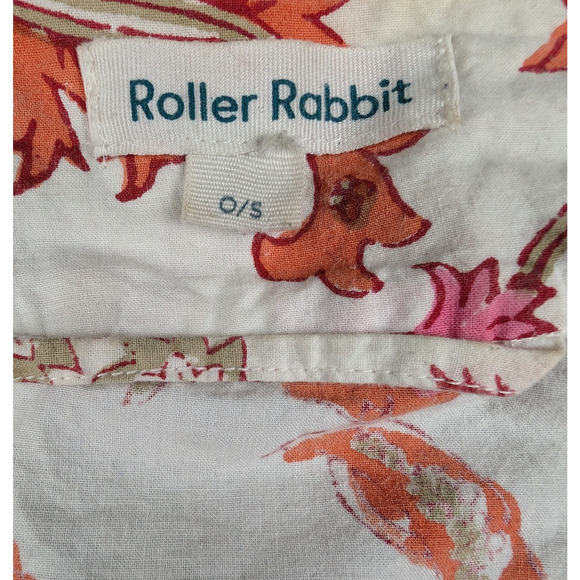 Roller Rabbit Amanda Robe Womens One Size Cotton Floral Block Print Boho Natural - Picture 5 of 6